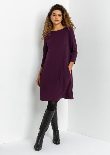 Roman Purple A-Line Pocket Detail Swing Dress