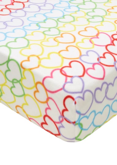 Catherine Lansfield Rainbow Hearts Cosy Fleece Fitted Sheet