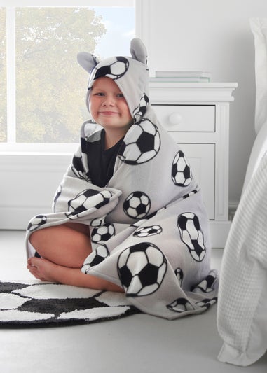 Catherine Lansfield Cosy Football Fleece Hooded Blanket