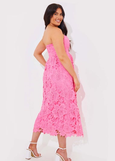 In The Style Pink Bandeau Midaxi Dress