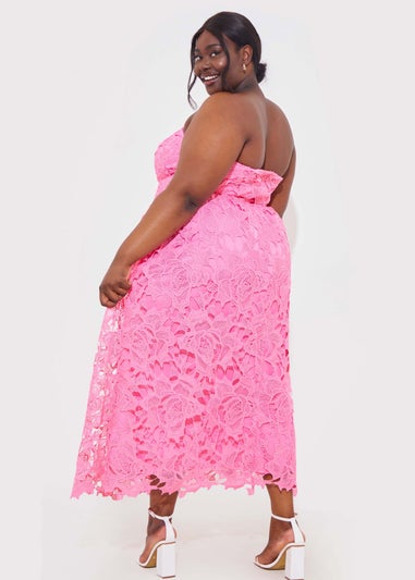 In The Style Pink Bandeau Midaxi Dress