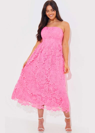 In The Style Pink Bandeau Midaxi Dress