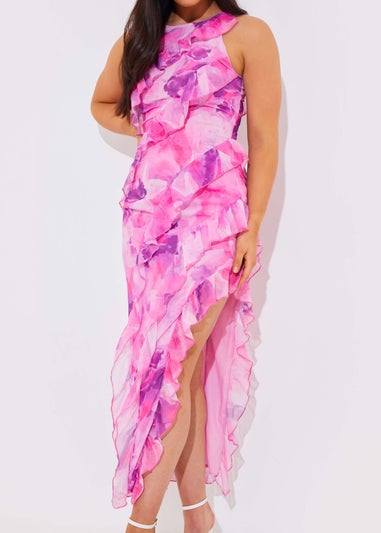In The Style Jac Jossa Pink Floral Side Split Maxi Dress