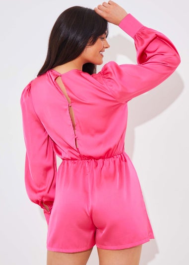 In The Style Jac Jossa Pink Drape Skort Playsuit