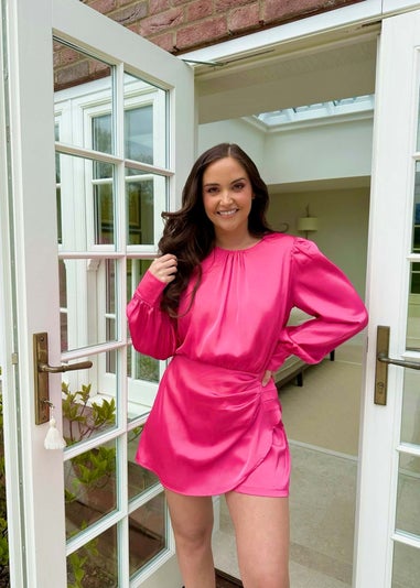 In The Style Jac Jossa Pink Drape Skort Playsuit