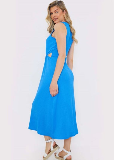 In The Style Blue Textured Cut Out Maxi Dress