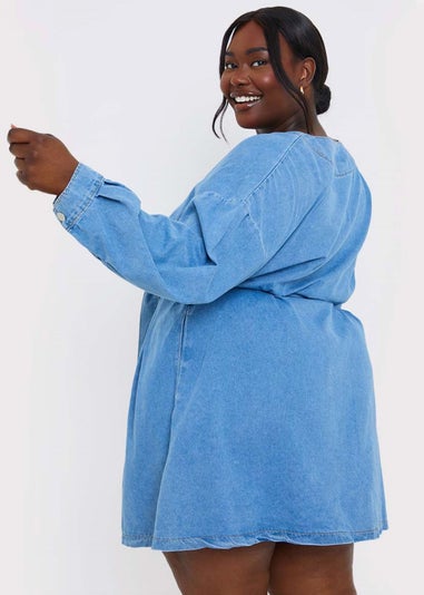 In The Style Blue Denim Shirt Dress