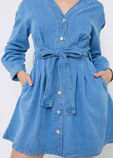 In The Style Blue Denim Shirt Dress