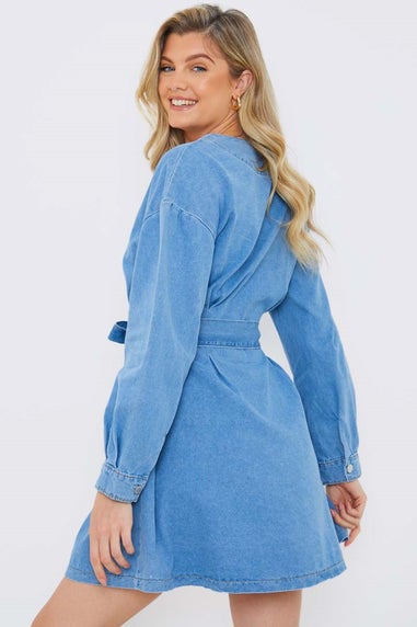 In The Style Blue Denim Shirt Dress