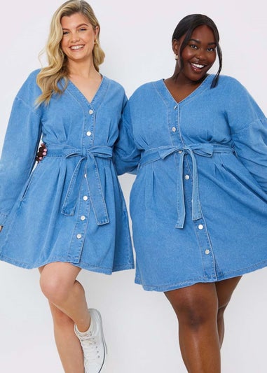 In The Style Blue Denim Shirt Dress