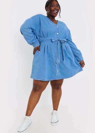 In The Style Blue Denim Shirt Dress