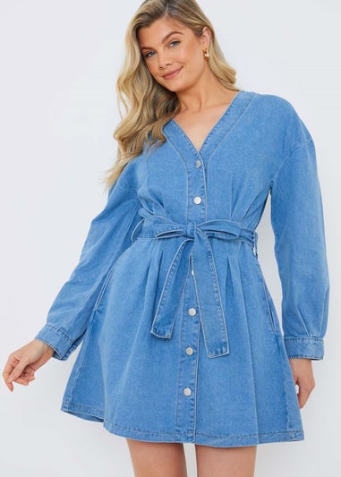 In The Style Blue Denim Shirt Dress