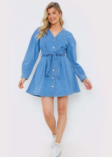 In The Style Blue Denim Shirt Dress