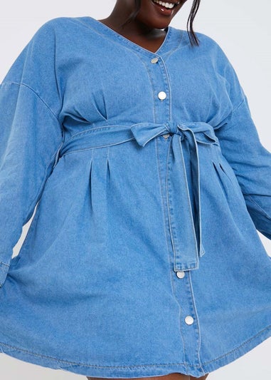 In The Style Blue Denim Shirt Dress