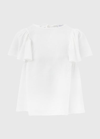 White Frill Sleeve Top