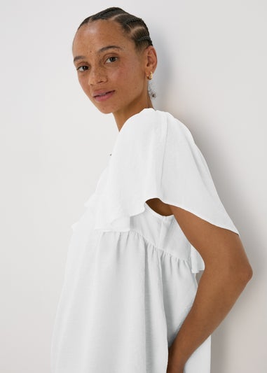 White Frill Sleeve Top