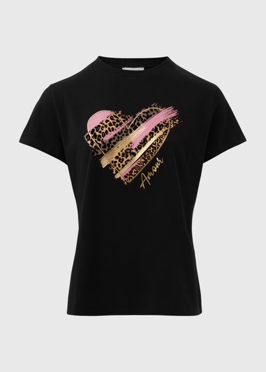 Black Animal Heart Graphic T-Shirt