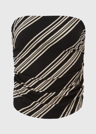 Black Mono Stripe Bandeau Top