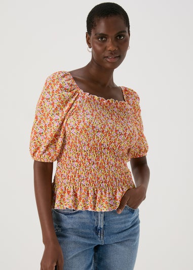 Multicoloured Shirred Top