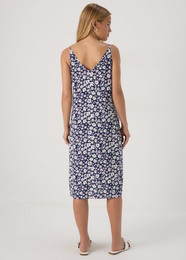 Papaya Petite Navy Daisy Viscose Cami Midi Dress