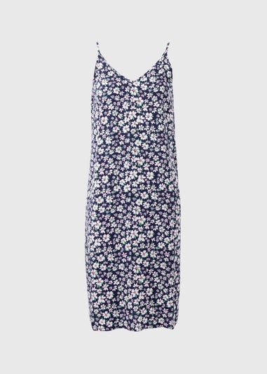 Papaya Petite Navy Daisy Viscose Cami Midi Dress