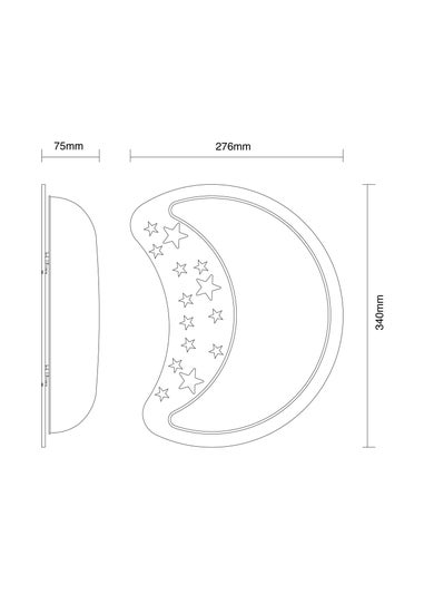 Glow Moon with Stars Wall Light (34cm x 27.5cm)