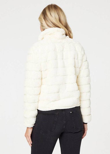 Izabel London White Faux Fur Cropped Jacket