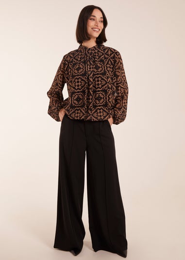 Blue Vanilla High Neck Baroque Blouse