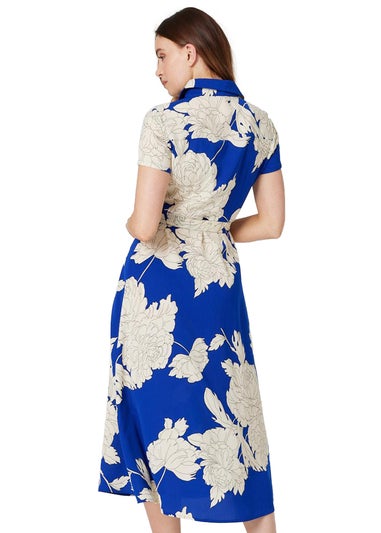 Izabel London Blue Floral Tailored Shirt Dress