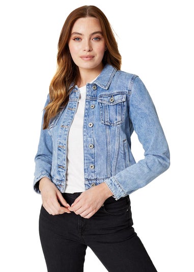 Izabel London Blue Embellished Back Cropped Jacket