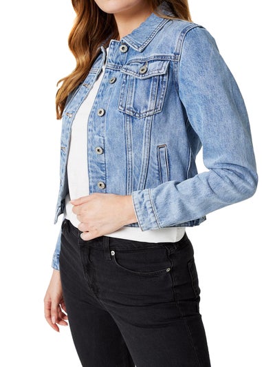 Izabel London Blue Embellished Back Cropped Jacket