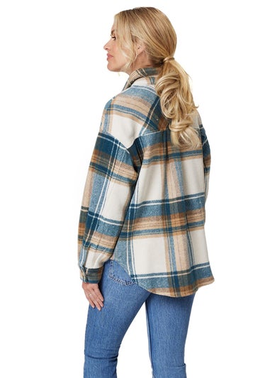 Izabel London Blue Checked Front Pocket Shacket