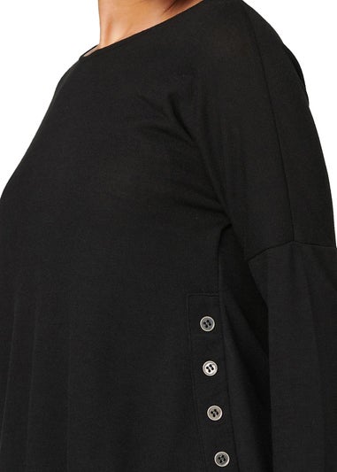 Izabel London Black Layered Hem Button Detail Top