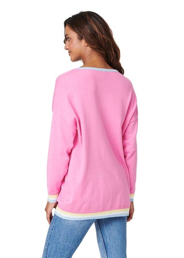 Izabel London Pink Star Embellished Knit Pullover