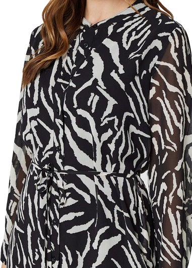Izabel London Black And White Printed Collarless Mini Dress