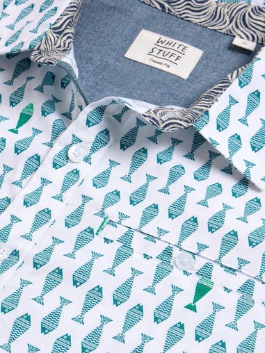 Kurzarmhemd mit Fisch-Print