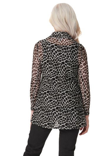 Izabel London Black Printed Longline Layered Blouse