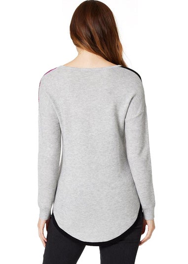 Izabel London Grey Colour Block Curve Knit Top