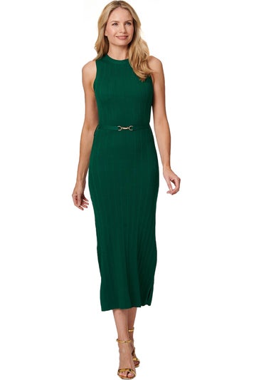 Izabel London Green Sleeveless Knit Shift Dress