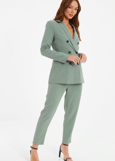 Quiz Green High Waisted Tapered Trousers