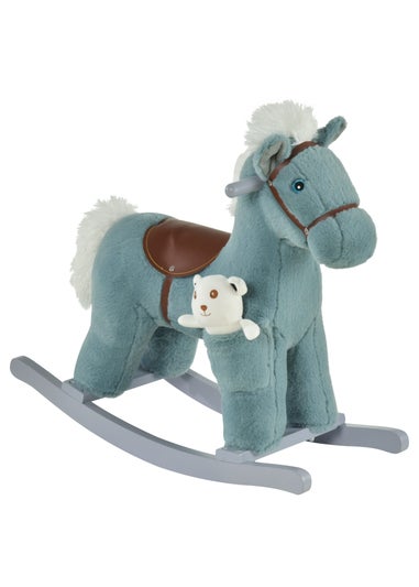 HOMCOM Kids Plush Rocking Horse Toy Blue