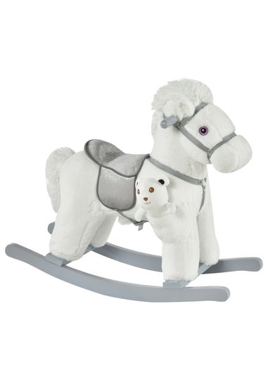 HOMCOM Kids Plush Rocking Horse Toy White