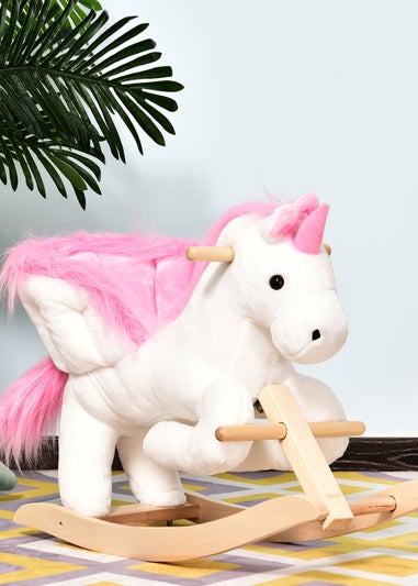 HOMCOM Kids Unicorn Rocking Horse Plush Toy