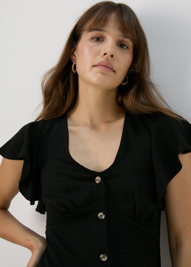 Et Vous Black Airflow Angel Sleeve Blouse Top