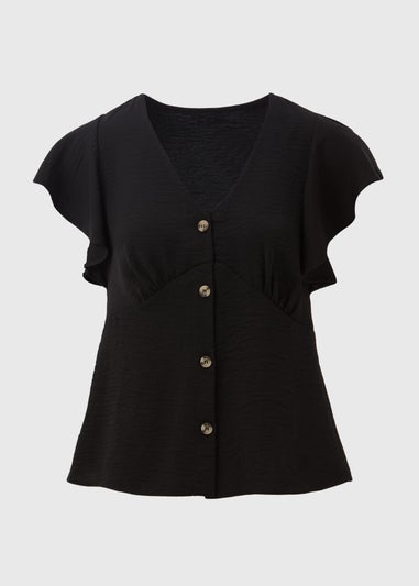 Et Vous Black Airflow Angel Sleeve Blouse Top