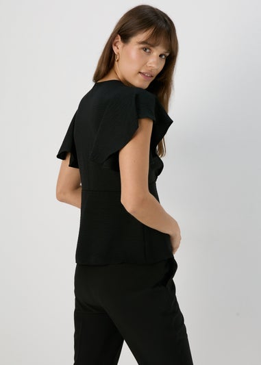 Et Vous Black Airflow Angel Sleeve Blouse Top