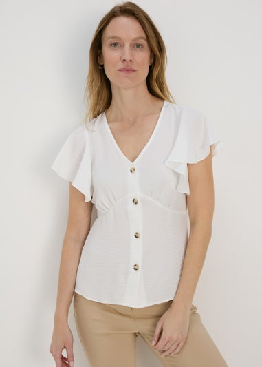 Et Vous White Angel Sleeve Airflow Blouse Top