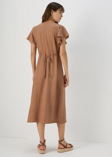 Et Vous Beige Airflow Angel Sleeve Midi Dress