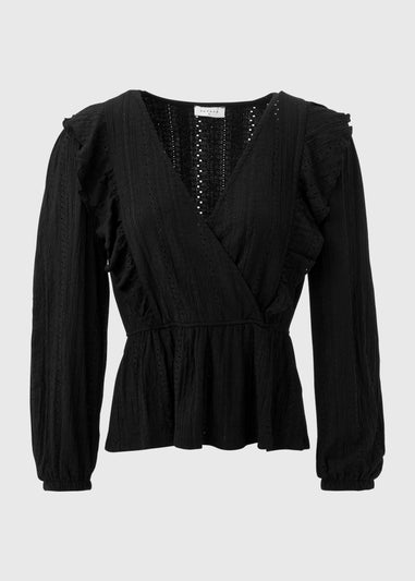 Black Frill Detail Broderie Top