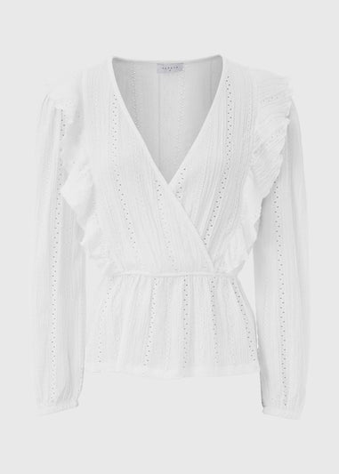 White Frill Detail Broderie Top